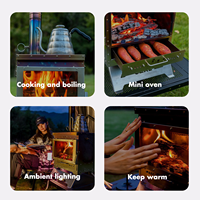 Poêle à bois pliable en acier inoxydable, barbecue portable pour camping, cuisson en plein air, feu de camp