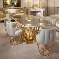 Table à manger en marbre de luxe au design moderne, 8 ou 10 places, 2 m ou 2,4 cm