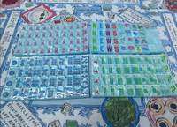 Ubin Mahjong Akrilik Biru Muda Berkilau 160pcs NMJL Standar dengan Ubin Permainan Naga, Bunga & Joker Keberuntungan