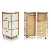 Multifunction Faux Leather Wardrobe with Wheels