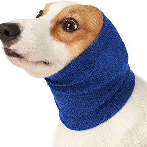 Pet Dog Ear Cover Soft Winter Warm Elastic For Small Dogs With Stripe Pattern Gray And Blue - Product Image 3