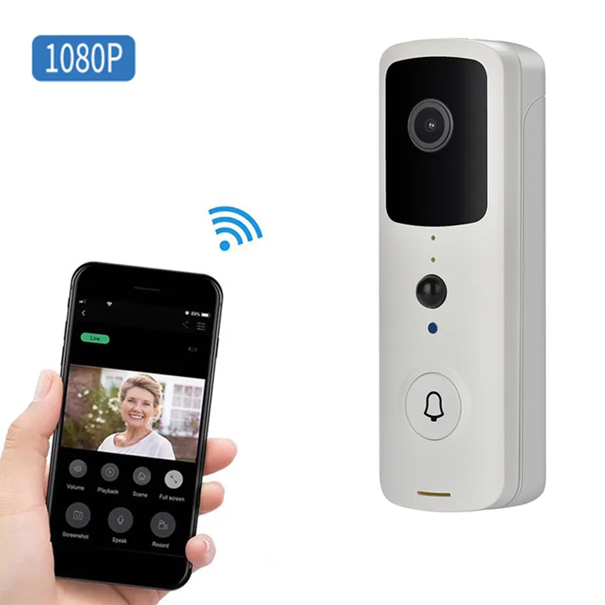 HL&OEM V30S waterproof case smart doorbell white color door rings with intercom monitoring cameras PIR motion detection doorbell