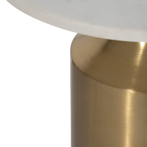 Tavolino Moderno Rotondo con Piano in Marmo e Base a Piedistallo in Ottone per Arredamento Casa e Uso come Comodino - Product Image 5