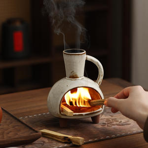 Brûleur d'arômes en céramique pour brûler le bois sacré, <span class=keywords><strong>la</strong></span> <span class=keywords><strong>sauge</strong></span> blanche et le cèdre, peut être utilisé à sec, plateau <span class=keywords><strong>de</strong></span> cheminée d'ambiance à flamme nue pour bureau - Product Image 4