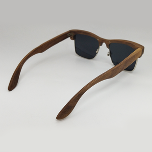 Lunettes de soleil en bois personnalisables, portables, demi-cerclées, monture en noyer, verres carrés, cadeaux de fête - Product Image 4
