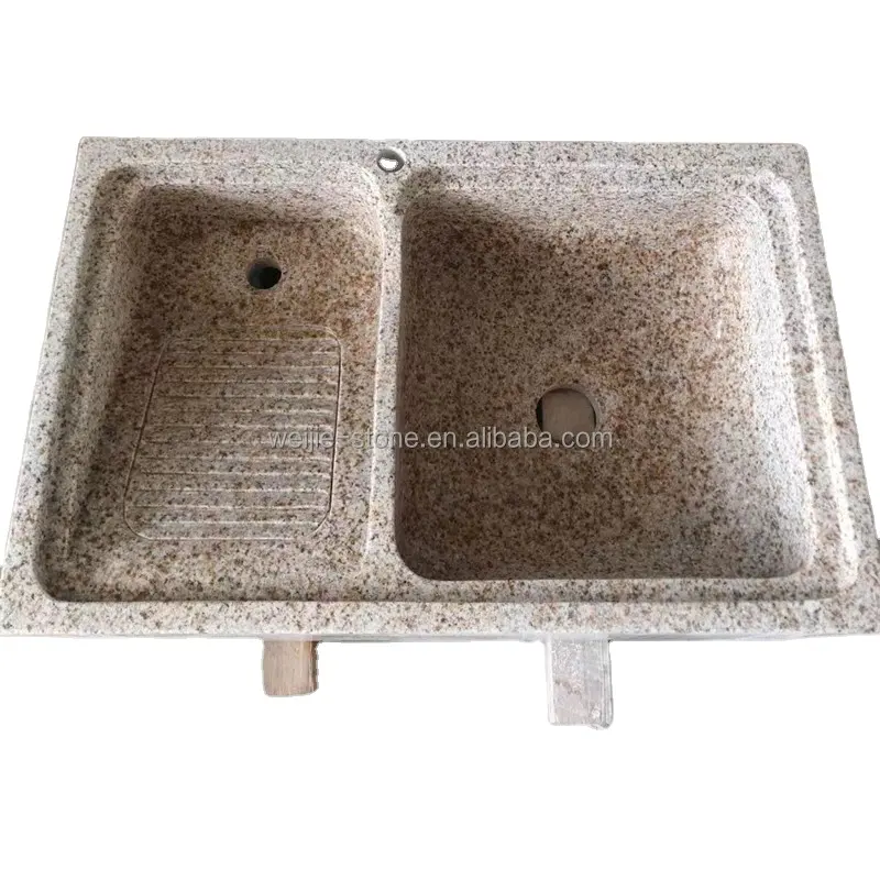 Bandeja de lavandería de piedra de granito Natural pulido, gran tamaño, tanque y lavado de piedras, doble lavabo con tabla de lavar, nuevo diseño