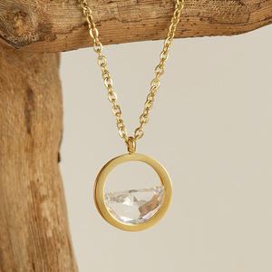 Collar de Acero Inoxidable 18K con Circonita, Diseño Hueco Minimalista con Colgante de Amor, para Mujer, Venta al Por Mayor, Año Nuevo 2023 - Product Image 4