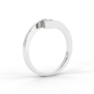 Anillo de Promesa Curvo Abierto Silver Embrace con Diamantes Flotantes y Baño de Oro Blanco y Rosa de 18K, Hecho a Mano para el Amor Moderno - Product Image 3