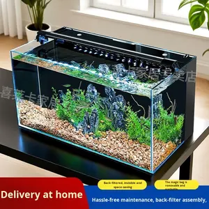 Groothandel Rechthoekig 20 Gallon Ultra Helder Glazen <span class=keywords><strong>Aquarium</strong></span> Bureauvisbak Geïntegreerd Achterfilter Modern Zoutwater Design <span class=keywords><strong>Water</strong></span> - Product Image 2