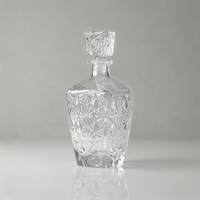 Carafe en verre super-flint gaufré 800ml 430ml 230ml avec bouchon en verre à ouverture simple, pour spiritueux, liqueur, whisky, luxe, personnalisable, vente en gros