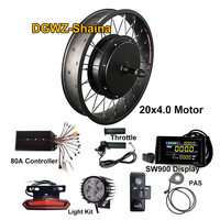 Kit de conversion de moteur de moyeu arrière à rayons pour vélo électrique, pour vélo à pneus larges de 20 pouces (20x4.0), compatible 80 km/h, 60V, 72V, 3000W, pour usage sur neige