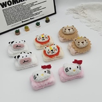 Ensemble de bandeaux et bracelets en peluche douce motif Lion, Tigre, Chat, pour spa, soins de la peau, maquillage et accessoires capillaires, vente en gros