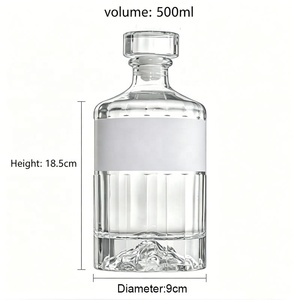 Botellas de Vino de Vidrio Acrílico de 500 ml, con Diseño Vertical Acanalado, Grado Alimenticio, Blancas, para Licores Añeigados, Brandy <span class=keywords><strong>y</strong></span> Bebidas Artesanales - Product Image 5