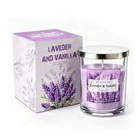 Lilin Aroma Bunga dalam Stoples Kaca dengan Tutup Logam, Label Kustom OEM A03T, untuk Kemasan Kotak Hadiah Relaksasi