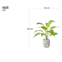 Plante artificielle 46cm avec Pot de ciment feuille jaune bonsaï arbre plante de table fausse plante pour décoration intérieure