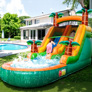 สไลเดอร์น้ำเป่าลมเกรดเชิงพาณิชย์ NBINFLATABLE รุ่น Tropical Tree Sliding Screamer พร้อมสระน้ำ - Product Image 1