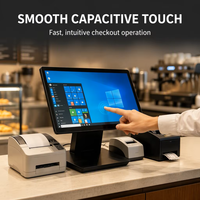 Système de point de vente tactile à écran unique pliable de 15,6 pouces sans interstice d'air, Windows Android, pour restaurant