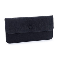 Dompet Kulit Pola Leci Minimalis untuk Wanita Pria, Tempat Kartu Tipis dengan Saku Koin Ber-resleting, Hadiah untuk Ulang Tahun Pernikahan