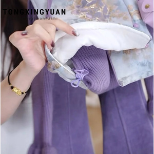 Tongxingyuan Girls' Purple Chinese Style Vest And Pants Set Thickening Party Wear Baby Girls Traditional Clothing - Product Image 2