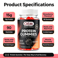 Gummies protéinés végétaliens 15g de protéines par portion Soutien nutritionnel quotidien Saveur fraise Gummies riches en protéines