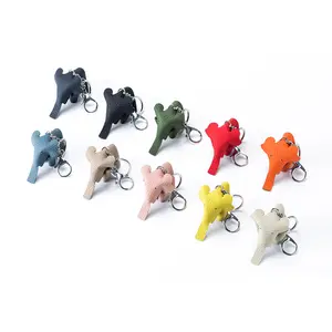 Creative Elephant Genuine Leather Keychain Cute Animal Car Key Pendant Promotional Keychains Key Holder