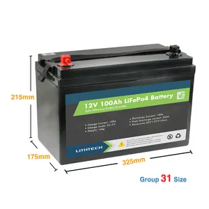 12v batterij deep cycle solar Suppliers-Lifepo4 12V 100Ah Lithium Ion Batterij Solar Batterij Deep Cycle 12V 100Ah Elektrische Boot Batterij