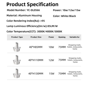 Faretti LED Architettonici Ecolux CE ETL SAA, Faretti LED Regolabili da Interno in Alluminio, Faretti Incassati COB LED per Hotel - Product Image 2