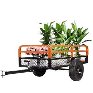 Chariot <span class=keywords><strong>de</strong></span> jardin industriel robuste en acier à quatre roues avec poignée rotative, côtés amovibles et structure en maille pour le rangement des outils - Product Image 1