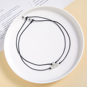 Collier en cordon ciré turquoise pour femmes, collier ras du cou minimaliste avec perles, bijoux en pierre noire en forme de U, chaîne extensible de 10 cm, pour usage quotidien - Product Image 3