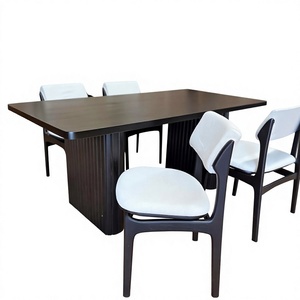Table à manger rectangulaire en bois moderne, meubles de salle à manger avec chaises rembourrées, pour la maison et les restaurants - Product Image 3