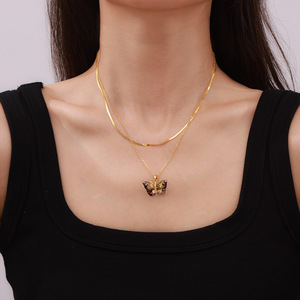 Fabrika Özel Tasarım Takı BOHO Tarzı Paslanmaz Çelik Kolye Çok Renkli Reçine Kelebek Kolye Kadınlar İçin Hediyeler - Product Image 4