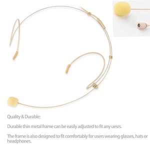 Geräuschunterdrückendes Leichtgewichtiges Design 3,5mm Stecker Beige Kabelgebundenes Doppelohr-Headset mit Mikrofon zum Singen, Sprechen und für Live-Streaming - Product Image 4
