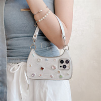 Étui de téléphone antichoc style sac à main avec chaîne et diamants étincelants pour 17Promax 16promax 15 14 13 12