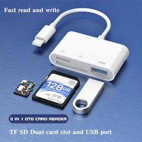 Lector de Tarjetas USB C 3 en 1, Adaptador OTG para Tarjetas de Memoria SD y TF, Teléfono Móvil, Laptop, Cámara, Puerto de Carga Tipo C
