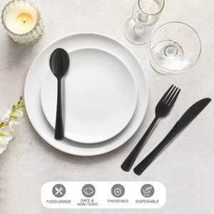 Juego de Cubiertos Desechables de Plástico PP Resistente de 4.5g, Ecológicos, Biodegradables, Impermeables y de Grado Alimenticio: Tenedor, Cuchara, Cuchillo y Palillos - Product Image 4