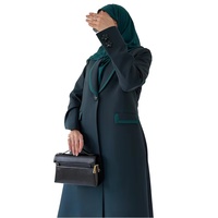Abaya Traditionnelle Islamique de Luxe Décontractée à Couleurs Contrastées, Modèle Personnalisé OEM, Ouverte sur le Devant, pour l'Aïd et le Ramadan