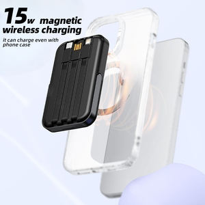 Batterie externe magnétique sans fil mini 10000 mAh avec 3 câbles intégrés, affichage LED, charge rapide 15W, entrée Type-C, batterie Li-Polymère 2-en-1 - Product Image 3