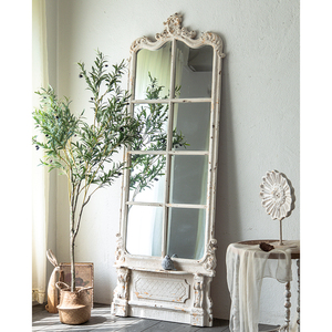 Espejo <span class=keywords><strong>de</strong></span> pie grande con marco <span class=keywords><strong>de</strong></span> madera, estilo europeo, lavado a mano, Art Deco, para sala <span class=keywords><strong>de</strong></span> estar - Product Image 4