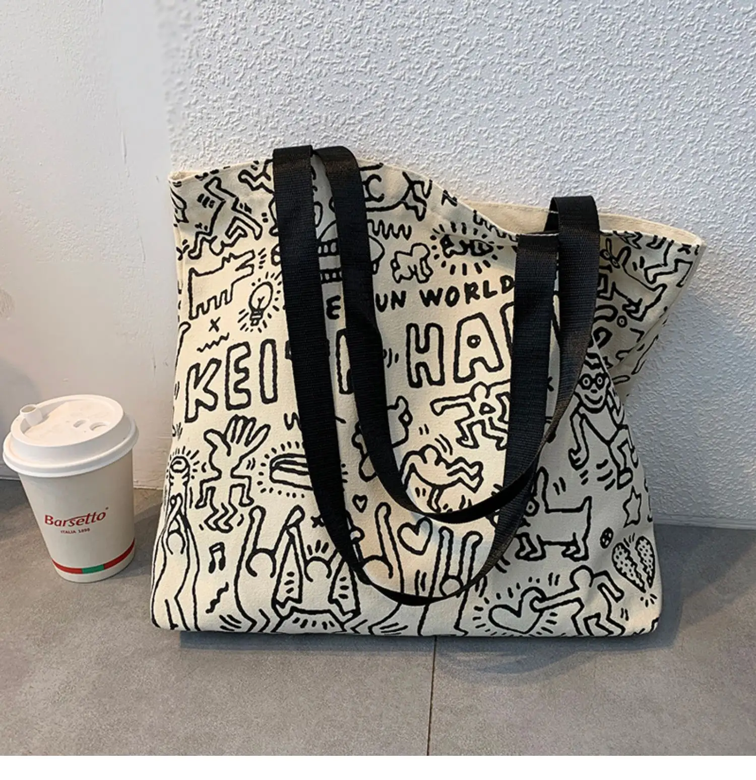 Elegante extra grande lona sacola com bolsos alta qualidade alta capacidade Pack com carta padrão