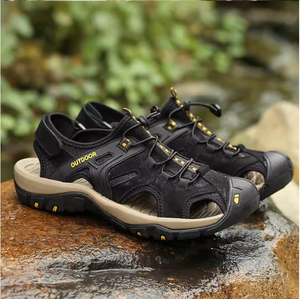 Chaussons pour hommes de créateur de mode, confortables, doux, en cuir, sandales plates, tongs, chaussures décontractées, sandales antidérapantes pour hommes - Product Image 5