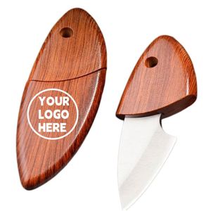 Couteau pliant portable avec manche en bois, petit couteau de poche EDC avec lame en acier inoxydable tranchante, parfait pour les tâches quotidiennes - Product Image 1