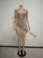 Robe d'anniversaire sexy en strass argentés Ocstrade pour femme, col halter, vêtements scintillants pour femme, robe d'été coquette pour club