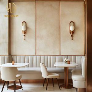 Canapé d'angle moderne en cuir et marbre, table et chaises pour café-<span class=keywords><strong>restaurant</strong></span>, mobilier de canapé d'angle pour café - Product Image 4