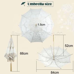 Vente en gros Parasol de mariage en dentelle blanche traditionnel fait à la main Parapluie en dentelle unie - Product Image 5