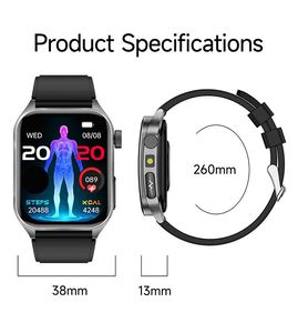 E810สมาร์ทวอทช์หน้าจอ1.96นิ้วสำหรับผู้สูงอายุ, สมาร์ทวอทช์หน้าจอนิ้วมีระบบตรวจวัดสุขภาพ IP68คลื่นไฟฟ้าหัวใจ ECG กันน้ำ - Product Image 6