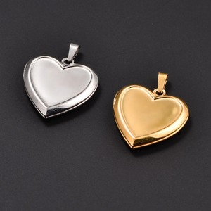 Pendentif Médaillon Cœur Mignon en Acier Inoxydable pour Photos, Collier DIY pour Femmes et Hommes, Cadre Photo Commémoratif, Breloque Chaîne, Bijou en Métal - Product Image 4