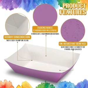 Boîte d'emballage en papier kraft en forme de bateau pour sushi frites hamburgers fast-food de qualité alimentaire - Product Image 2