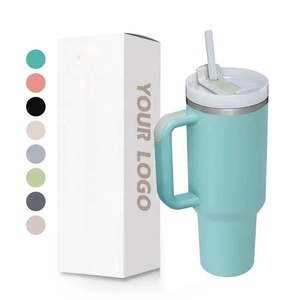 Meilleure vente tasse thermos sous vide portable tasse à café de voyage voiture 40 oz gobelet isolé en acier inoxydable avec poignée et paille - Product Image 1