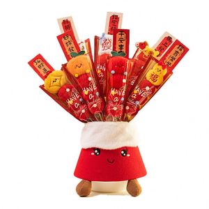 Juguete de Peluche Personalizable de Año Nuevo, Bolsas de la Fortuna con Dulces y Flores, Ramo de Flores para Regalos Festivos y Decoración del Hogar - Product Image 1