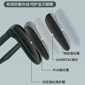 Lunettes de soleil polarisées pour enfants, monture 7045 TR90, lentille TAC UV400, légères, unisexes, pour les voyages en plein air, à la mode - Product Image 3